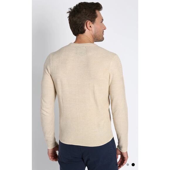 Jachs Men's Mixed Stitch Waffle Sweater Henley XL Pattern Cream Long Sleeves‎ - Picture 2 of 11